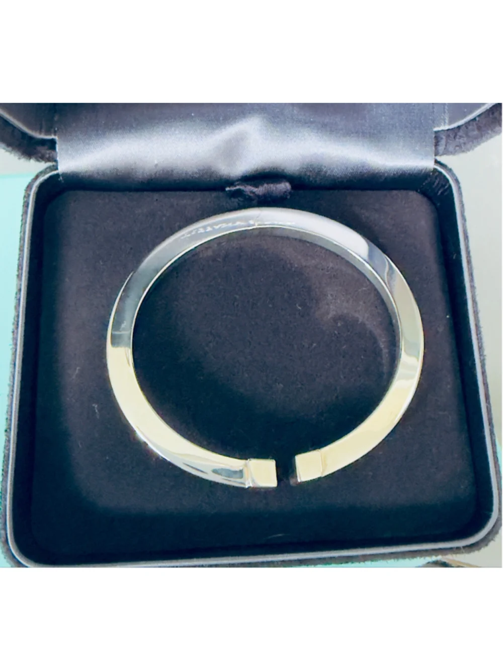 Tiffany & Co. T Square Sterling Silver Bangle Bracelet 6.1” - Picture 14 of 15